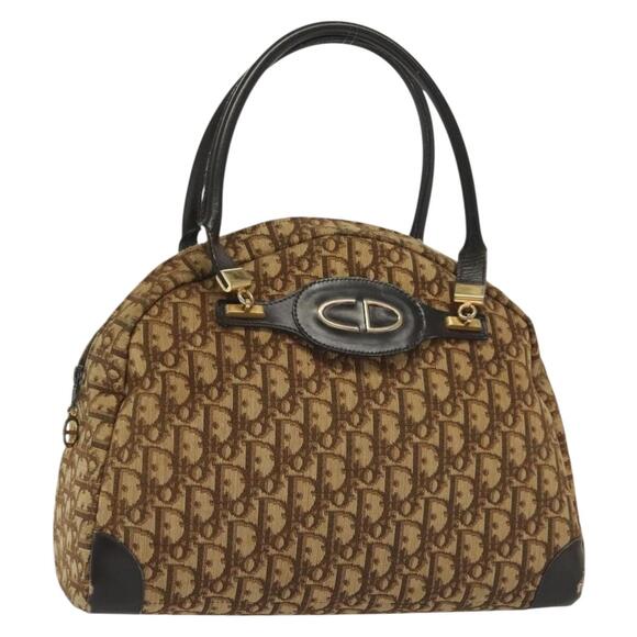 DIOR Trotter Canvas Hand Bag Brown Gold - Picture 1 of 12